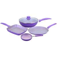 Wonderchef Celebration Aluminium Nonstick Cookware Set, 5Pc, Purple