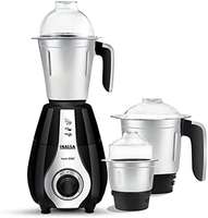 INALSA Mixer Grinder 1000 Watt, 3 Jar- Aarin with Powerful Copper Motor| Decorative Chrome Finish on Front | Includes Extra Pounding/Mincing & Whisker Blades| 5 Year Warranty on Motor, (Black)