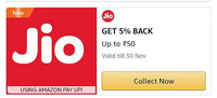 Amazon Jio 5% Upto 50 Cashback Using Upi