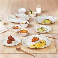 Cello Opalware Dazzle Tropical Lagoon Dinner Set, 18Pcs, White