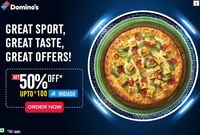 Get 50% off upto 100₹ on Domino's Pizza Order