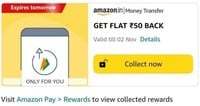 Amazon Send Money Get Flat ₹50 Back Min Order. 50 (Claim Using 20 Diamonds)