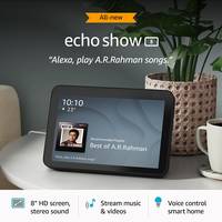 Rs.1000 Coupon - Echo Show 8 (2nd Gen, 2021 release)- Smart speaker with 8" HD screen, 13 MP camera, stereo sound & hands-free entertainment with Alexa (Black)