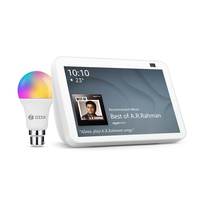 Rs.1000 Coupon - All New Echo Show 8-2nd Gen (White) combo with Zoook 9W Smart Bulb