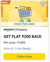 Flat 200 back on 1000 Rs On Amazon (select users only)