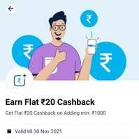Paytm Add money offer - Get Flat 20 cashback on adding 1000 or more to your Paytm wallet [User Specific]