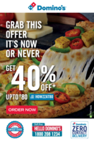 Get 40% off upto ₹80 on Domino's