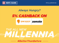 5% cashback on Swiggy, Zomato using HDFC Millenia CC