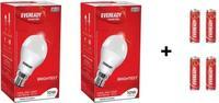 Eveready 10W LED Bulb Pack of 2 with Free 4 Batteries at ₹49 + 250 supercoins
