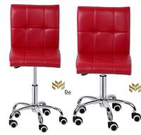 Da URBAN® Cadbury Height Adjustable Bar Stool Chair with Wheels (Red & White) (Set of 2)