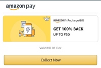 (NEW) Amazon Recharge or Bill payment GET 100% BACK UP TO ₹50