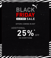 Puma Black Friday Sale (26-29 Nov) Min 40% + Extra 25% discount on all orders