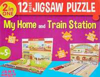 Amazon Brand - Jam & Honey My Home and Train Station Puzzle (20 Pieces)