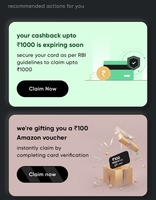 Bug: Add Payzapp card to Cred account and avail card verification offer (Rs. 100 Az GV or Upto 1000 cashback)