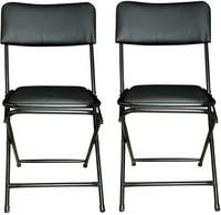 CSS Leather Study Folding Chair  (Black, Set of 2, Pre-assembled)
