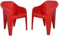 LivShine Atlas Futura Plastic Cafeteria Chair  (Red, Set of 2, Pre-assembled)