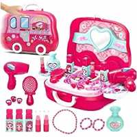 Carry Along 22 Pcs Beauty Kit Makeup Set Toy for Kids Mini Beauty Briefcase with Beauty Usable Accessories and Suitcase (Pack of 1) @ ₹365