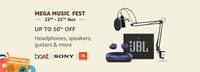 Mega Music Fest (23-25 Nov). UP TO 50% OFF Headphones, speakers, guitars & more