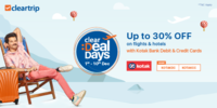 Cleartrip Clear Deal Days :- Get 15% discount on Flights & Upto 30% off Hotel Booking using Kotak Cards (1st - 6th)