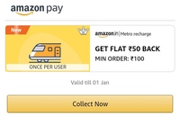 Amazon Metro Recharge GET FLAT ₹50 BACK MIN ORDER: ₹100