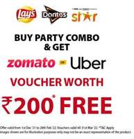 Buy Lays & Doritos Combo pack at Star stores and get 100/- Zomato or Uber voucher Free
