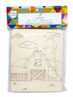 65% Coupon - House Colouring Kit Little Art Gallery - MDF Board with Drawing Outline, Essel, Water Color, and Paint Brushes.
