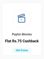 Get Rs.75 Cashback on Paytm Movie Bookings min. 150 Avail for 500 Points
