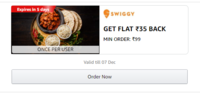 Amazon Pay : Swiggy flat ₹35 back on min order of ₹99 ( User Specific)