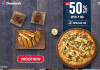 Get 50% Upto Rs. 100 on Dominos Pizza