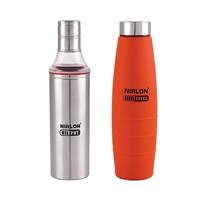 NIRLON SLIM OIL POT AND ORANGE COLOUR WATER BOTTLE COMBO PACK OF 02,1000ML