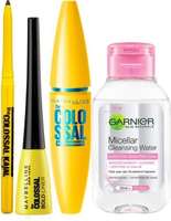 MAYBELLINE NEW YORK Sara's Eye Makeup Favourites (Colossal Kajal, Colosal Bold Liner and Colossal Waterproof Mascara with Micellar 50ml Free)