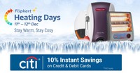 Flipkart Heating Days Sale + Get 10% Instant Savings with Citi Credit & Debit Cards | 11-12 Dec