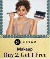 Buy 2 Get 1 Free on Sugar Cosmetics Makeup Products