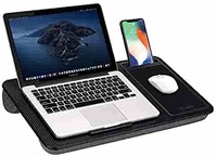 Tukzer Lap Desk Fits up to 17-Inch Laptop Angled Pillow Cushion with Built-in Mouse Pad & Phone Holder(Carbon Fiber)