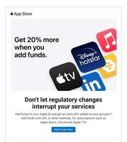 Add funds to your apple id and get 20% extra (till 31st Dec)