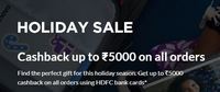 Lenovo Holiday Sale - Get Up to Rs.5000 Cashback on All Orders Using HDFC Cards
