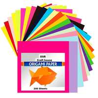 Limited-time deal: DSR Origami Paper Pack of 200 Sheets Smooth Finish 75 GSM 15x15 cm Size Assorted 10 Colors x 20 sheet for Art & Craft
