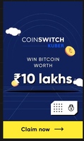 Cred Jackpot - Coinswitch Kuber Chance to win Bitcoin worth 10 Lakhs or Cashback