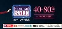 Myntra Year End Sale- Upto 40-80% off + 10% Instant Discount with Kotak, BOB, Standard Charted Bank