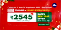 Jio Happy New Year Offer - 29 days Extra  Validity on Jio 2545/- Recharge