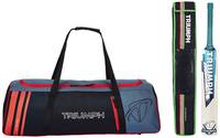 Coupon - Triumph Tough English Willow Professional Cricket Bat With Kb-222 Cricket Holdall Bag Black