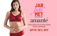 Amante T shirts Bra Curvy Bra Panty Swimwear Up to 70% Off