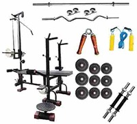 Bodykare 20-in-1 Multi-functional Fitness bench + 60 kg weight + Rubber Weight Plates  & More