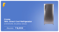 Croma 190 Litres 2 Star Direct Cool Single Door Refrigerator (CRAR0216, Brushline Silver)