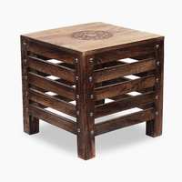 Home Centre Glory Brown Solid Wood Stool, Standard