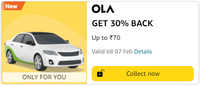 [Unlock Offer] GET 30% BACK UP TO ₹70 on OLA CABS using Amazon Pay