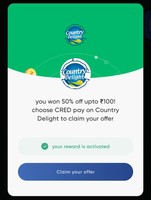 Cred - 50% off upto ₹100 on Country Delight