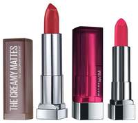 Maybelline New York Color Sensational Creamy Matte Lipstick, 634 Bold Crimson & 630 Flaming Fuchsia, 3.9g