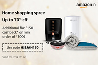 Amazon Home Spree- Additional Flat Rs.150 Cashback on Minimum Rs.1000