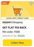 Amazon - Get FLAT Rs 50 BACK on Min Order 500 using HDFC credit card [User Specific]